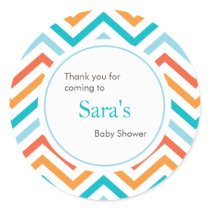 Blue and Orange Chevron Favor Sticker