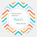 Blue and Orange Chevron Favor Sticker