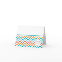 Blue and Orange Chevron Thank You Card