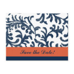 Blue and Orange Floral Pattern Postcards