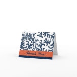 Blue and Orange Floral Thank You Greeting Card