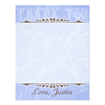 Blue and Orange Florals Note Card Custom Invites