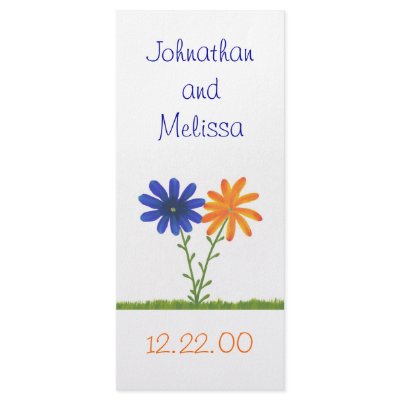 Blue and Orange Flowers, custom menu cards Rack Card by Cherylsart