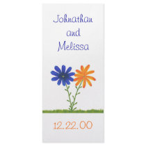 Blue and Orange Flowers, custom menu cards Rack Card