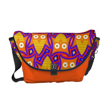 Blue and Orange Owl Pattern Messenger Bag