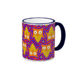 Blue and Orange Owl Pattern Mug