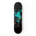 blue and orange paint splatter skate board skateboards