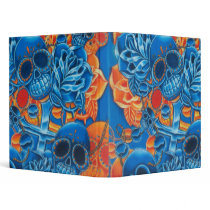 Blue and Orange Skulls Binder