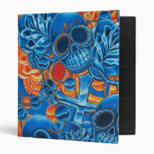Blue and Orange Skulls Binder