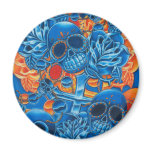 Blue and Orange Skulls Magnet