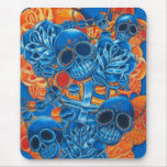 Blue and Orange Skulls Mouse Pads