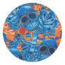 Blue and Orange Skulls Round Stickers
