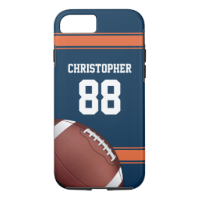Blue and Orange Stripes Jersey Grid Iron Football iPhone 7 Case