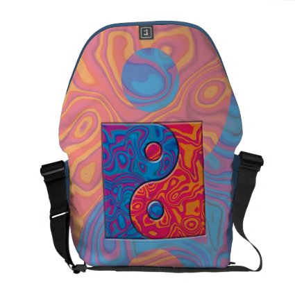 Blue and Orange Yin Yang Symbol Messenger Bags