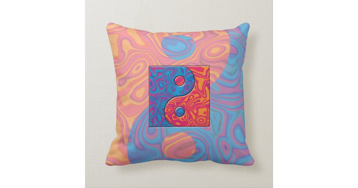 Blue and Orange Yin Yang Symbol Throw Pillow Zazzle