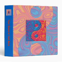Blue and Orange Yin Yang Symbol Vinyl Binder