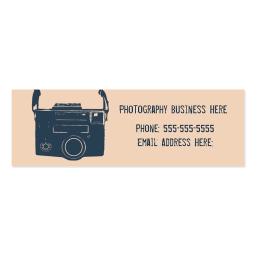 Blue and Peach Retro Film Camera Business Card (front side)