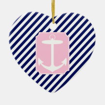 Blue and Pink Anchor Christmas Ornaments