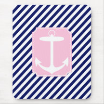 Blue and Pink Anchor Mousepads