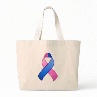 Blue and Pink Awareness Ribbon Bag by jamieco