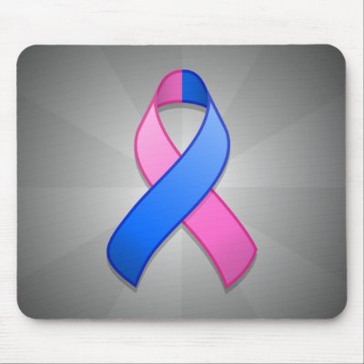 Blue and Pink Awareness Ribbon Mousepad by jamieco