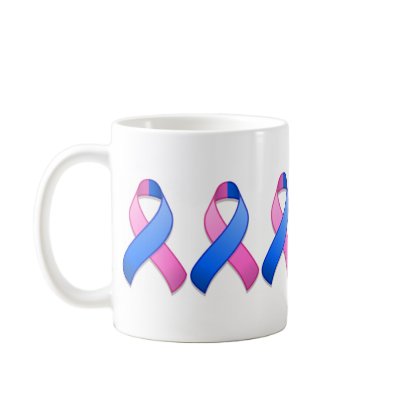 Blue and Pink Awareness Ribbon Mug by jamieco