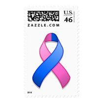 Blue and Pink Awareness Ribbon Postage postage by jamieco Blue and Pink Awareness Ribbon Postage postage