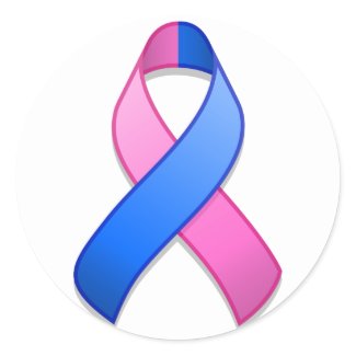 Blue and Pink Awareness Ribbon Round Sticker