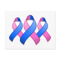 Blue and Pink Awareness Ribbon Trio Postcard by jamieco Blue and Pink Awareness Ribbon Trio Postcard