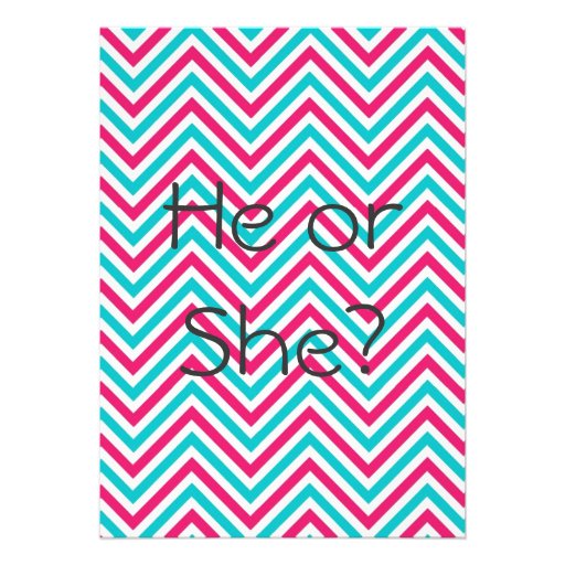 Blue and Pink Chevron Gender Reveal Invitation