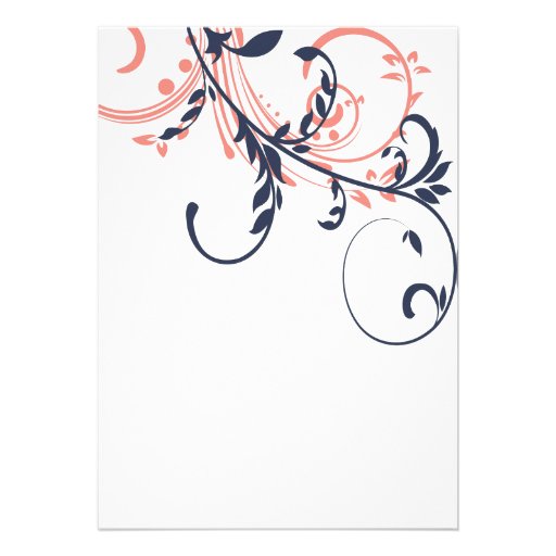 Blue and Pink Double Floral Wedding Invitation