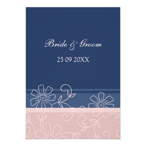 Blue and Pink Floral Wedding Invitation Cards