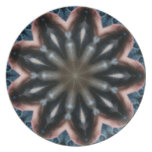 Blue and pink flower kaleidoscope dinner plate