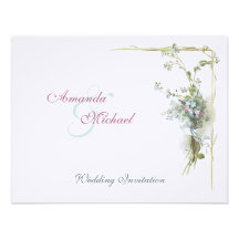 Blue and pink forget me nots personalized announcement