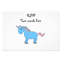 Blue and pink horse personalized invites