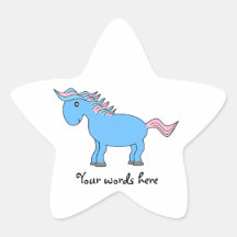 Blue and pink horse star stickers