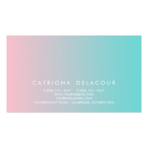 Blue and Pink Ombre Gradient Business Card (back side)