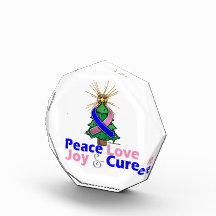 Blue and Pink Ribbon Xmas Peace Love, Joy & Cure Awards