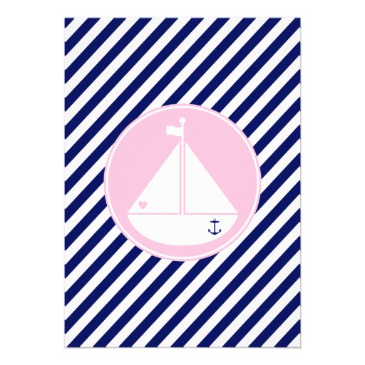 Blue and Pink Sailboat  Baby Shower Card
