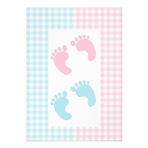 Blue and Pink Twins Sprinkle Shower Invitation