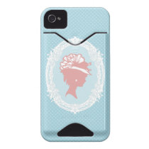 Blue and Pink Vintage Cameo Id Iphone 4 Covers