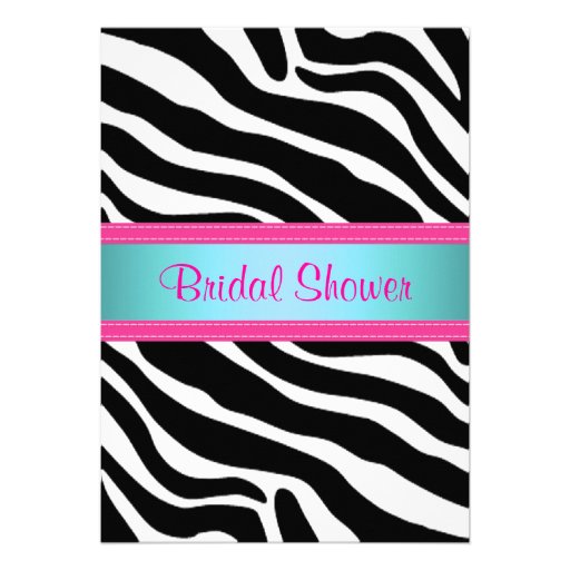 Blue and Pink, Zebra Bridal Shower Invitation