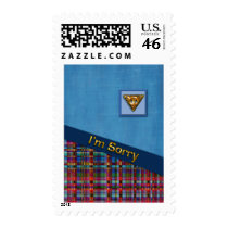 Blue and Plaid 3D Sorry Stamp