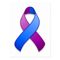 Blue and Purple Awareness Ribbon Postcard postcards
