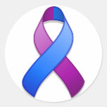 Blue and Purple Awareness Ribbon Round Sticker