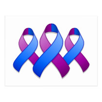 Blue and Purple Awareness Ribbon Trio Postcard postcards