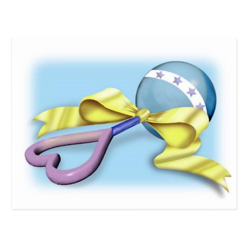 Blue and Purple Baby Rattle Postcard Zazzle