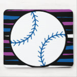 blue and purple baseball design mousepad