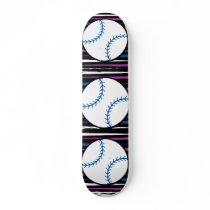 blue and purple baseball design skateboard decks