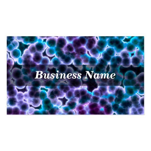 Blue and Purple Cells on Black Background Business Cards (front side)